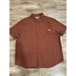Mens Duluth Trading shirt Size 2XL Short Sleeve 40 Grit Rust Color Cotton Button